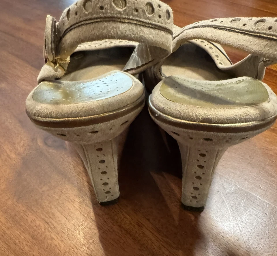 Sandalias Cole Haan NikeAir para mujer color gamuza tostado cuero tacón de cuña talla 9 B Foto 4 de 4