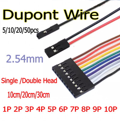 DuPont 2.54mm Terminal Wire Single/Double Head Crimp Connector Cable 10/20/30cm