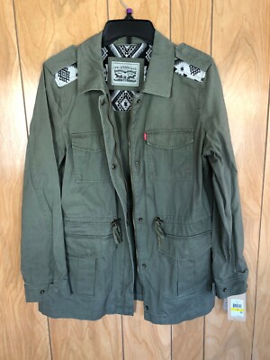 Neu Levi Strauss khaki Cargo Militär Knopf leichte Jacke Damen