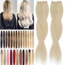 60PCS/150G Thick Tape In Remy Human Hair Extensions Full Head Skin Weft BLONDE S