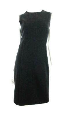 AKRIS PUNTO CHARCOAL GRAY STRETCH KNIT FAUX LEATHER TRIMMED SHEATH DRESS  SZ.4 | eBay