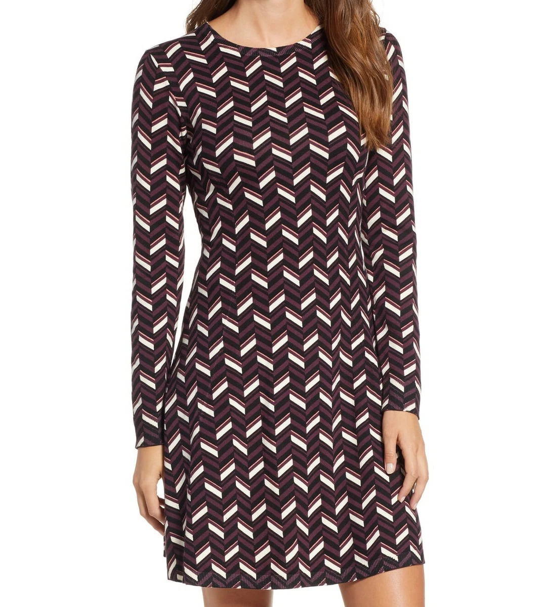 NWT 160 MICHAEL KORS Chevron Print Fit Flare Sweater Dress in