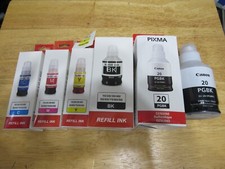 Canon GI-20 PGBK Genuine And 4 CMYK  Unbranded  Ink Refill Bottles - READ