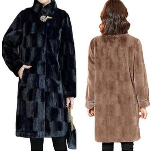 Damen Frauen Kunstfell Mäntel Jacken Mittellang Stehkragen Parka Oberbekleidung Party - Bild 1 von 10