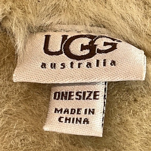Sombrero cubo UGG Australia piel de oveja piel de oveja cuero tostado ribete de piel talla única OS Foto 4 de 4