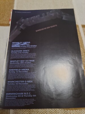 Vintage METALLICA UK TOUR 1992 / MR BIG A4 POSTER RAW MAGAZINE CLIPPING 