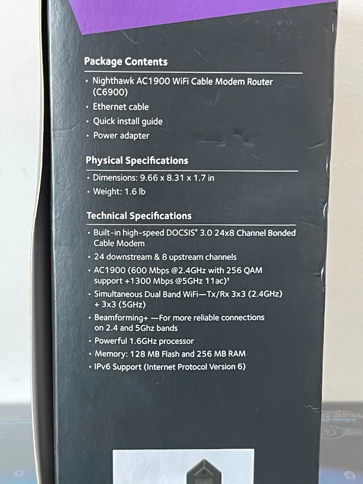 NETGEAR Nighthawk AC1900 C6900 Wi-Fi Cable Modem Router Dual Band Wired Wireless - Image 4 of 4
