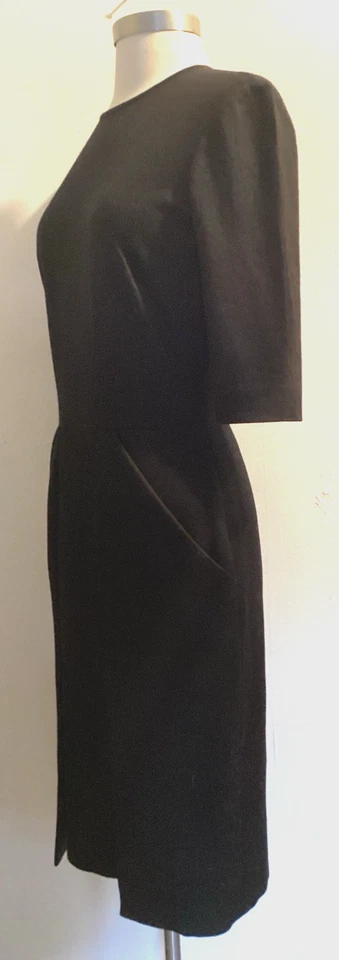 Vestido plisado de lana negro Martin Grant Paris talla 38 EE. UU. 4 Foto 3 de 4