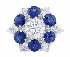 4Ct Lab-Created Blue Sapphire Floral Cocktail Engagement Ring White Gold Plated