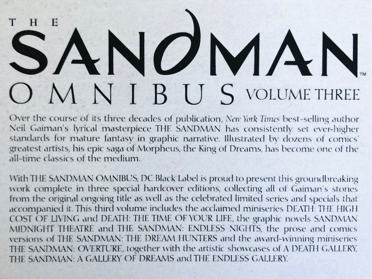 NEIL GAIMAN SIGNED x 3 The Sandman Omnibus Volumes 1, 2 & 3