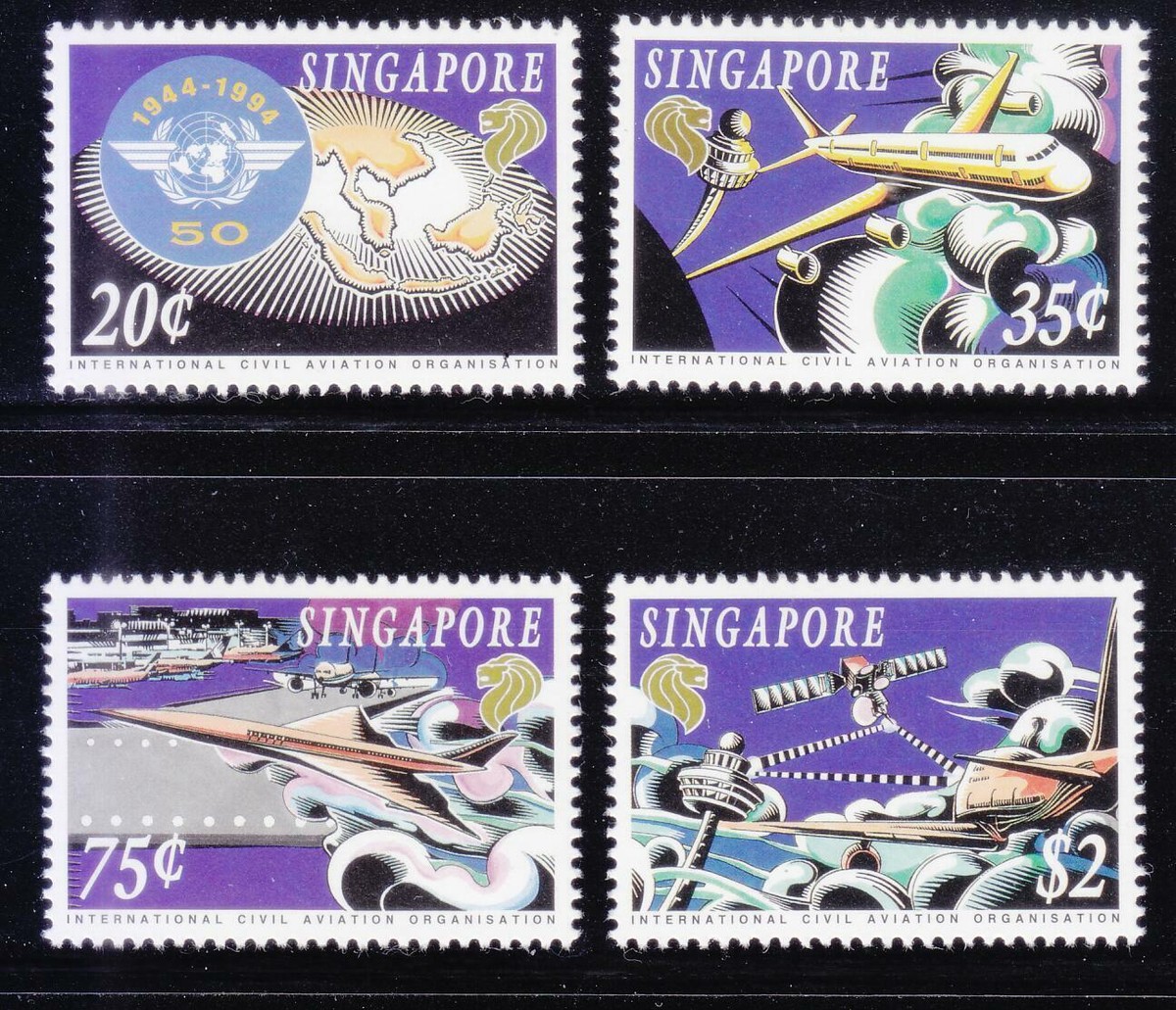 SINGAPORE 1994 INT'L CIVIL AVIATION ORGANISATION COMP. SET OF 4