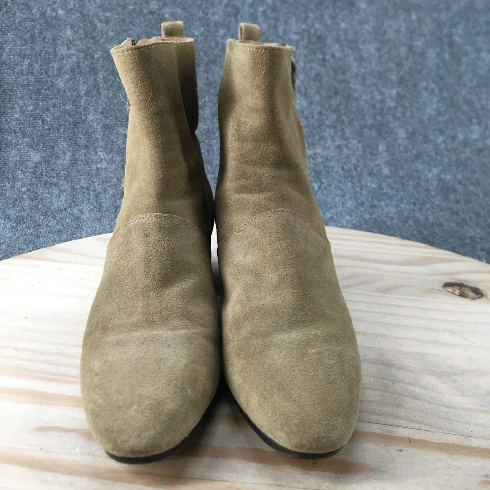 Banana Republic Botas Mujer 9 M Lydia Botines Verde Gamuza Tacones Bloque Cremallera Foto 4 de 4