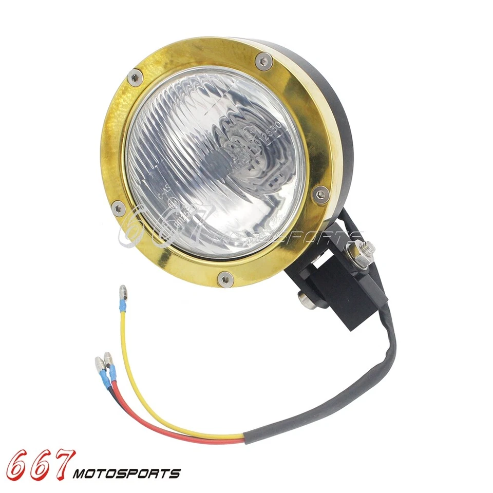 Faro de motocicleta 4" aprobado E4 para Harley Chopper Bobber Café Racer latón Foto 2 de 4