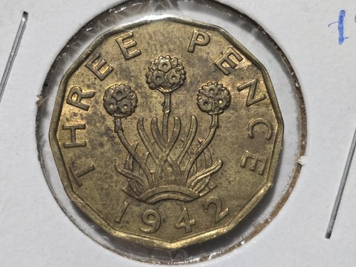 Great Britain 1942 - 3 Pence Nickel-Brass Coin - King George VI - WWII