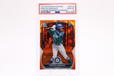 MARTIN GONZALEZ 2023 BOWMAN SAPPHIRE 1ST Chrome Prospects Orange/50 PSA 10 GEMMT