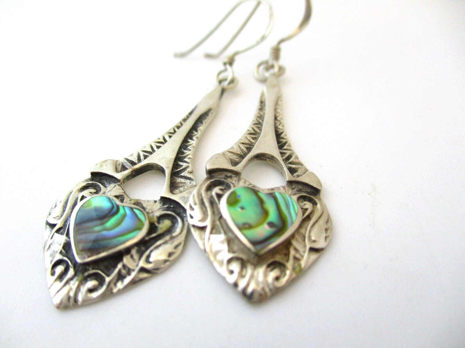 Beautiful Sterling Dangle Drop Shell Earrings    … - image 1