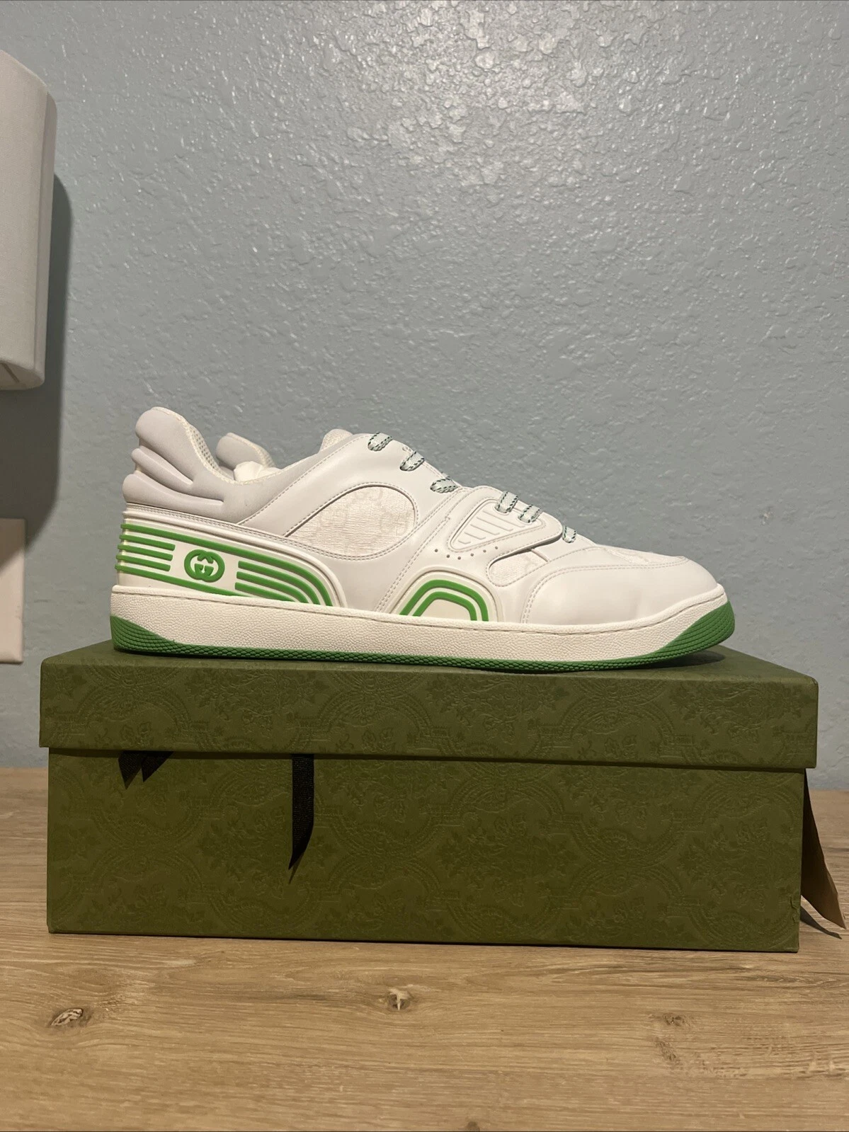 Gucci Panier Bas Blanc Demetra Vert Taille 12,5UK/13US