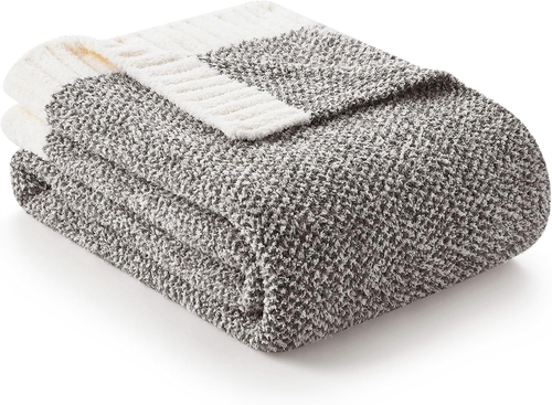 Grey Throw Blankets for Couch, Super Soft Warm Blankets Cozy Knit Fuzzy Plush Li