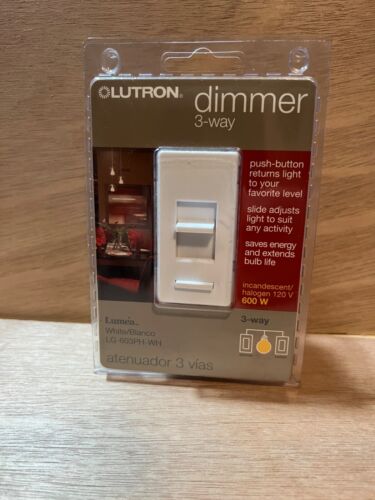 New & sealed 3 Way Preset Dimmer Slide Switch Lutron LG-603PH-WH White w/ button