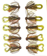 Football  Jigs 5/0 Flat Eye Hook  10 TOTAL  Crawfish "Ultimate" 5 3/8 & 5 1/2