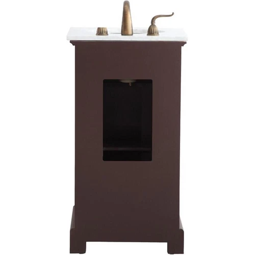 Elegant Decor Americana 19" Single Marble Top Bathroom Vanity in Teak - Picture 7 of 18