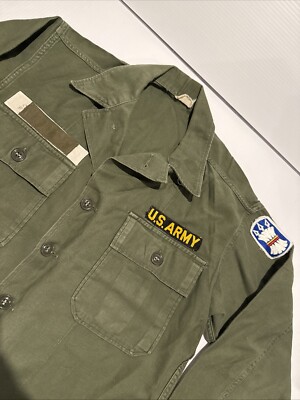 Vintage US Army Og-107 Button Up Shirt Small Korea Vietnam Era 60s