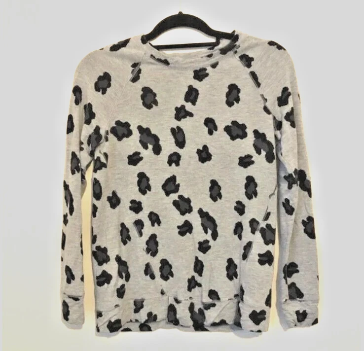 Top Kensie Manga Larga Estampado Animal Gris y Negro Talla Pequeña Oficina Profesional Foto 2 de 4