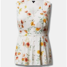 Torrid NWT Rayon Slub Button Up With Waist Detail Tank