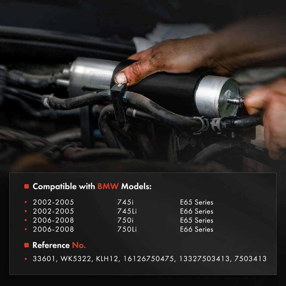 Filtro de combustible (completo en línea) para BMW 745i 745Li 2002-2005 750i 750Li 2006-2008 Foto 2 de 4