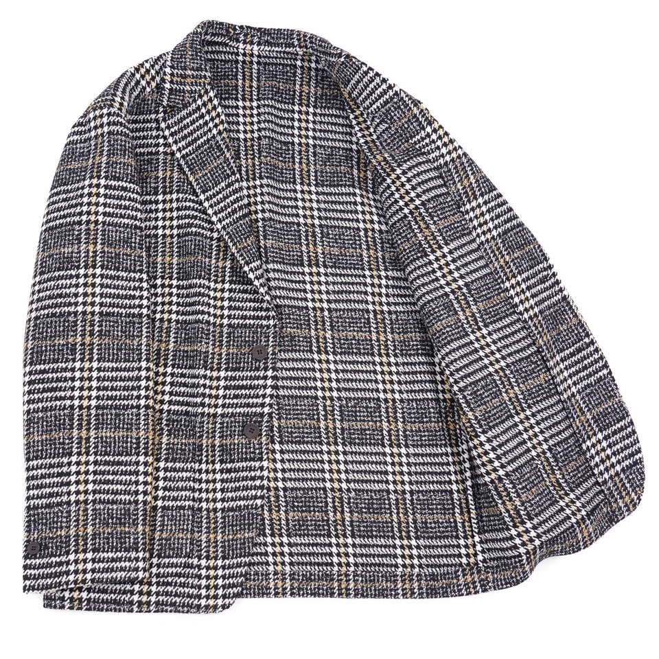 Abrigo deportivo Luigi Borrelli ajuste relajado sin estructura a cuadros en capas 42R nuevo con etiquetas Foto 2 de 4