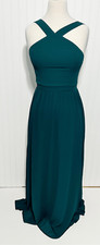 Lulus Womens Air of Romance Sleeveless Halter Maxi Dress Gown Forest Green Small