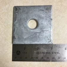3x3 Square 3/16" Plate Washer w/ 3/4" Hole - Hot Dipped Galvanized Steel