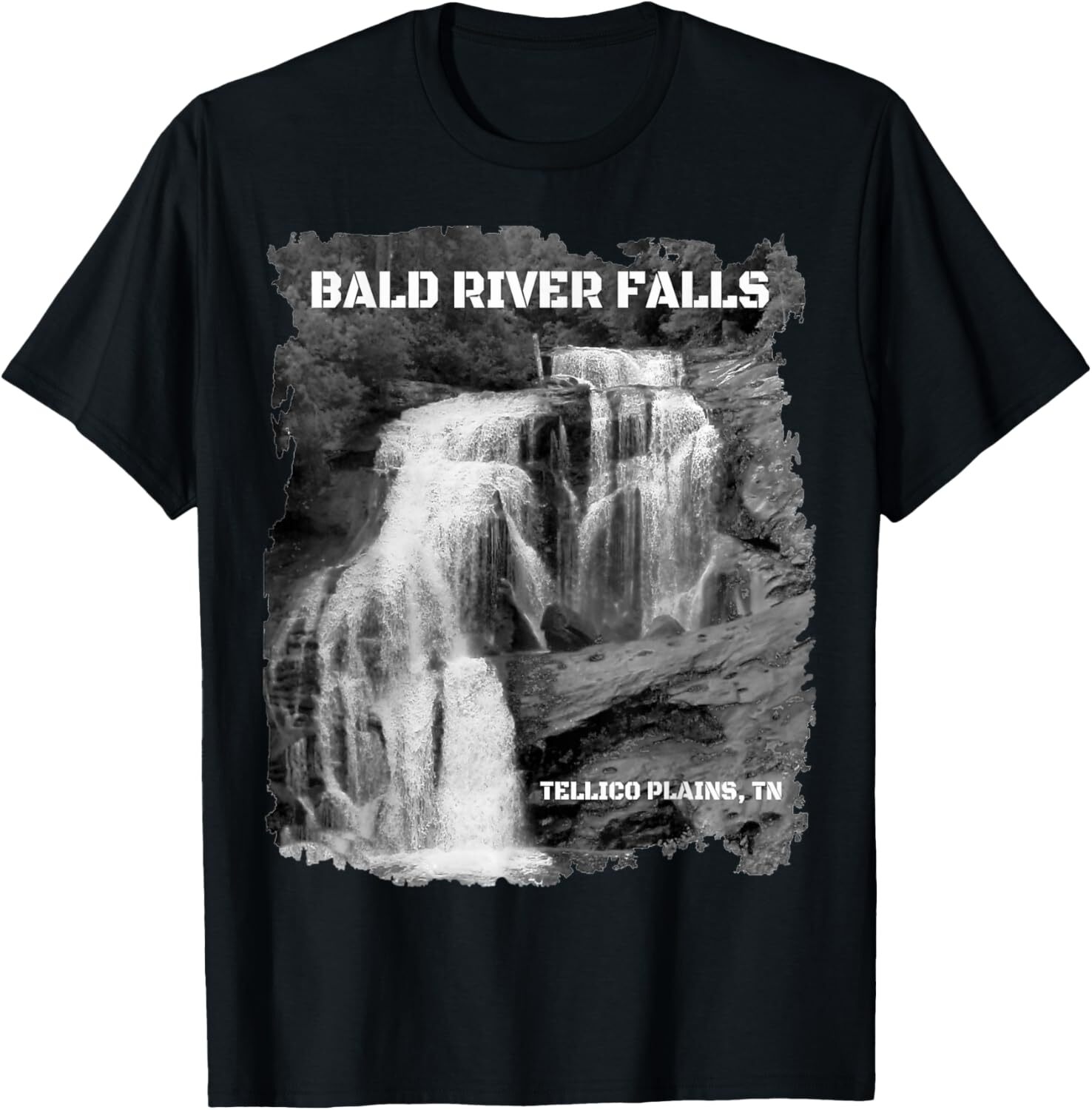 Bald River Falls Tellico Plains TN Black & White Pic Design T-Shirt Hoodie
