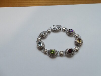 Neu Multi Edelstein Sterlingsilber Armband