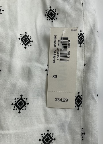 Old Navy Sleeveless Rayon Knee Length White Dress Geometric Print Women's XS New - Picture 7 of 7