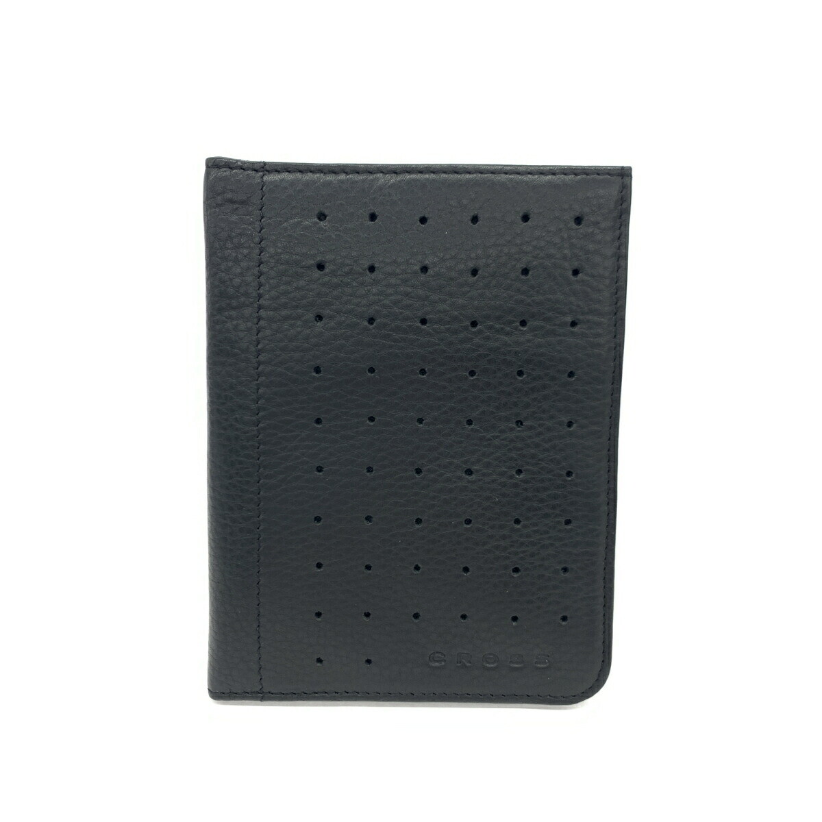 W1 Cross Pass Case Passport Wallet Black Leather Punching Unisex Card Clothing A