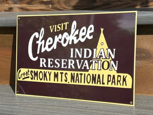12” Cherokee Indian Smoky Mountain National Park Vintage Style Steel Metal Sign