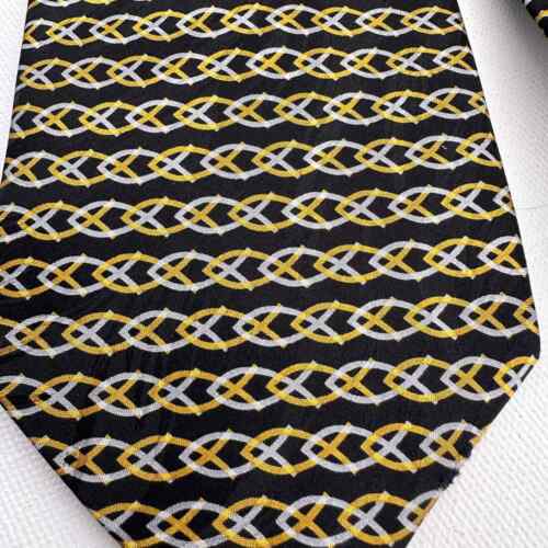 Divinity Necktie Tie Christian Mormon Jesus Fish Black Gold Silver 100% Silk - Picture 1 of 6