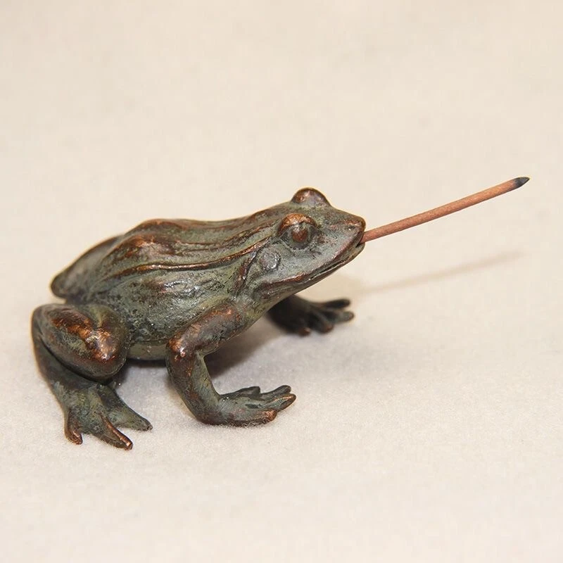 chinese copper statue figure frog tea pet incense burner holder home decoration - Image 2 of 4