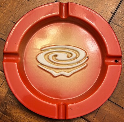 Vintage Whirlpool Enamel Ashtray Clyde Findlay Marion Ohio Rare Orange Early 70s