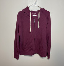 Eddie Bauer Purple Solid Full Zip Hooded Hoodie w/ Pockets Womens XL