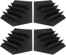 Acoustic Foam Bass Trap Studio Foam 12" X 7" X 7" Soundproof 4 Pack Black