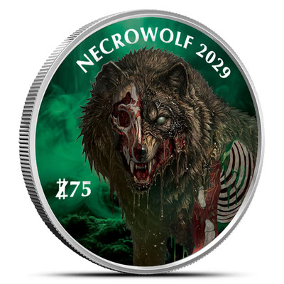 2026 - NECROWOLF Zombucks Colorized 1 Troy Ounce .999 Fine Silver - 1,200 Minted