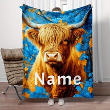 1pc of Personalized Cute Highland Cow Portable Blanket - a Lightweight Flannel