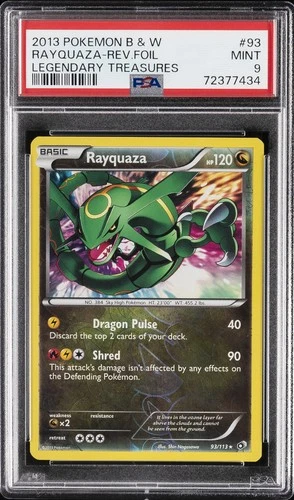 2013 POKEMON BLACK & WHITE LEGENDARY TREASURES #93 RAYQUAZA-REVERSE FOIL PSA 9