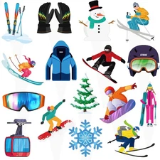 Skiing Party Cupcake Toppers 48Pcs Winter Skiing Party Decorations Skiing Player