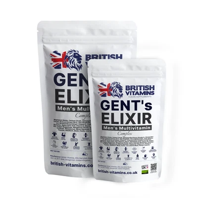 BRITISH VITAMINS Gent’s ELIXIR | Men’s Multivitamin Complex | 50 Billion CFU Live Cultures | VEGA