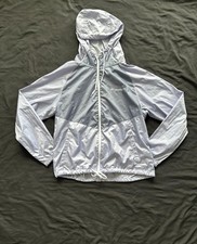 Columbia Windbreaker Jacket Women's Size M Silver Gray Hooded Full Zip Lightweig