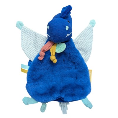 Doudou Blue Dinosaur Lovey Dino Plush Colorful Knots Security Blanket Flatso