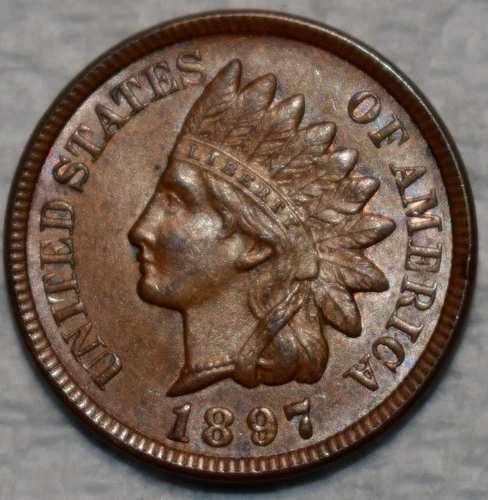 Uncirculated 1897 Indian Head Cent, Fully Lustrous & Sharply Struck.